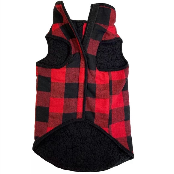Woof Buffalo Check Pet Jacket - Medium - red/black checkered NWT - Picture 2 of 9